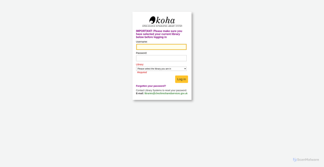 Security scan screenshot of https://cheslive-staff.koha-ptfs.co.uk