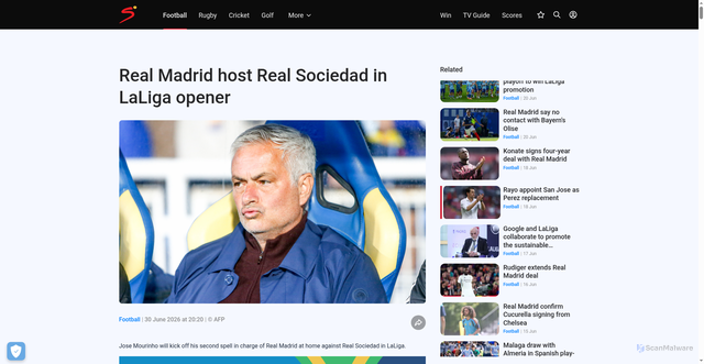 Security scan screenshot of https://www.supersport.com/football/news/78c75e6e-ad85-4e07-b504-3e285d5cdec8/real-madrid-host-real-sociedad-in-laliga-opener