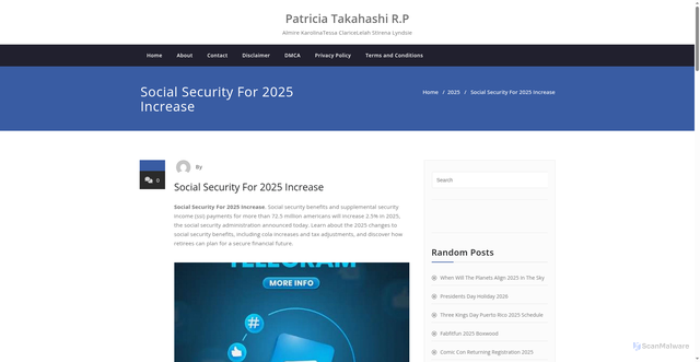 Security scan screenshot of https://patriciatakahashirp.pages.dev/apxa-social-security-for-2025-increase-iiwvd/