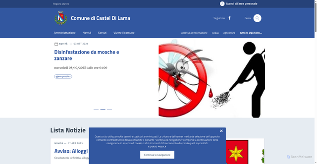 Security scan screenshot of https://www.comune.casteldilama.ap.it/