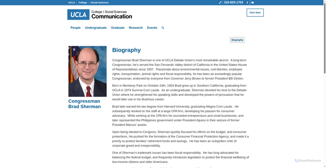 Security scan screenshot of https://comm.ucla.edu/person/congressman-brad-sherman/