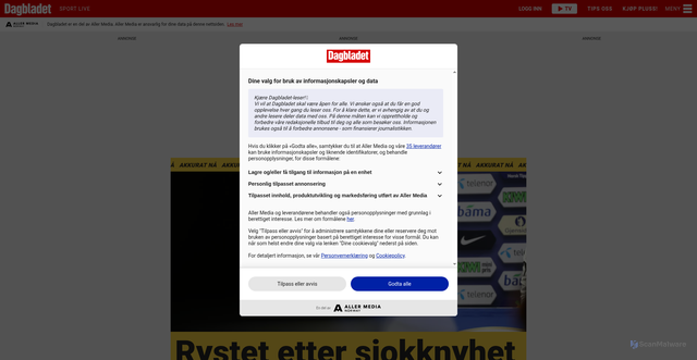Security scan screenshot of https://dbstatic.no
