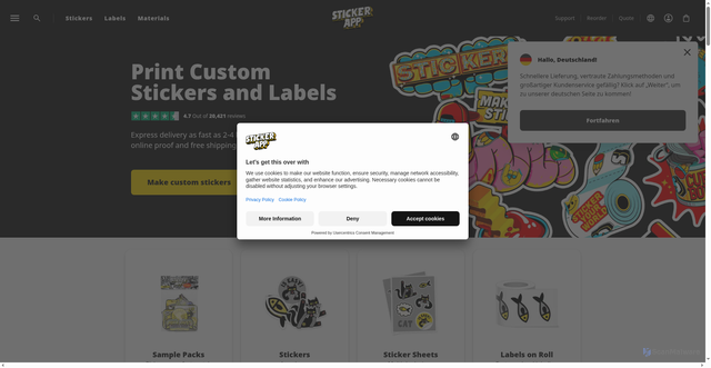 Security scan screenshot of https://stickerapp.com