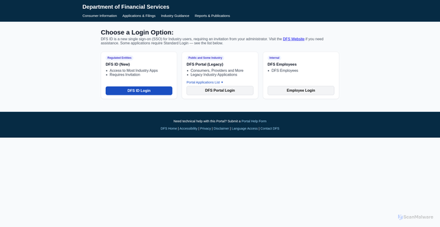 Security scan screenshot of https://myportal.dfs.ny.gov