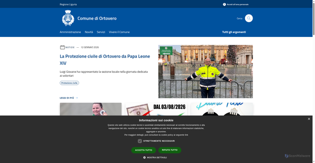 Security scan screenshot of https://www.comune.ortovero.sv.it/it