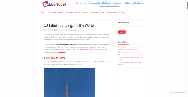 Security scan screenshot of https://10mosttoday.com/10-tallest-buildings-in-the-world/