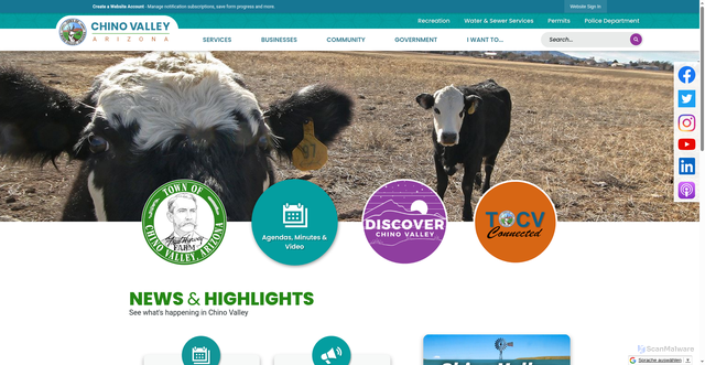 Security scan screenshot of https://www.chinovalleyaz.gov/