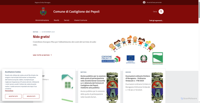 Security scan screenshot of https://www.comune.castiglionedeipepoli.bo.it/