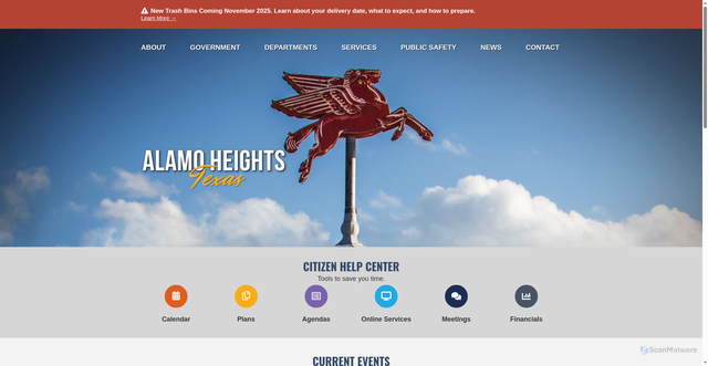 Security scan screenshot of https://alamoheightstx.gov/