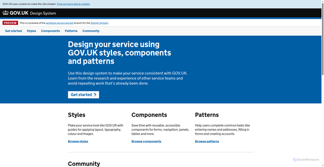 Security scan screenshot of workbox-service-worker--govuk-design-system-preview.netlify.app