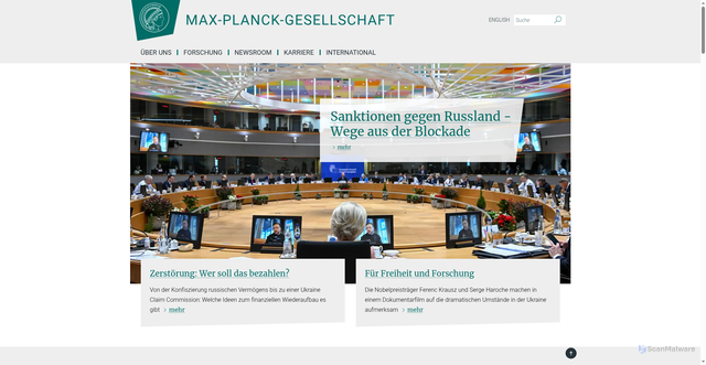 Security scan screenshot of https://www.mpg.de/de
