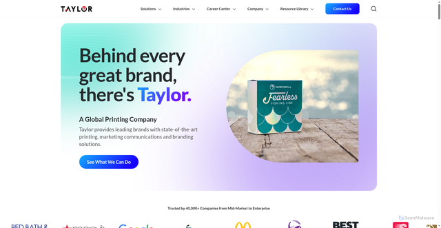 Security scan screenshot of https://www.taylor.com/