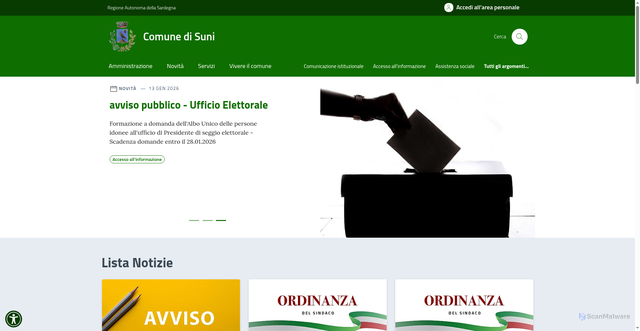 Security scan screenshot of https://comune.suni.or.it/