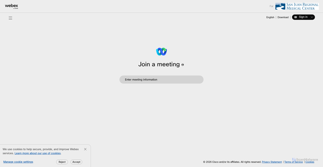 Security scan screenshot of https://sjrmc.webex.com