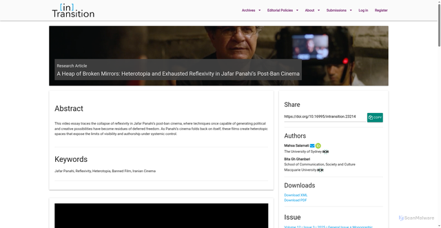 Security scan screenshot of https://intransition.openlibhums.org/article/id/23214/