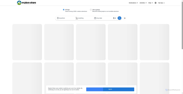 Security scan screenshot of https://www.explore-share.com/search/all