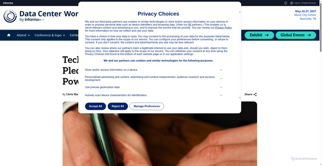 Security scan screenshot of https://datacenterworld.com/article/tech-leaders-sign-trump-administration-pledge-to-pay-their-share-of-data-center-power-costs/