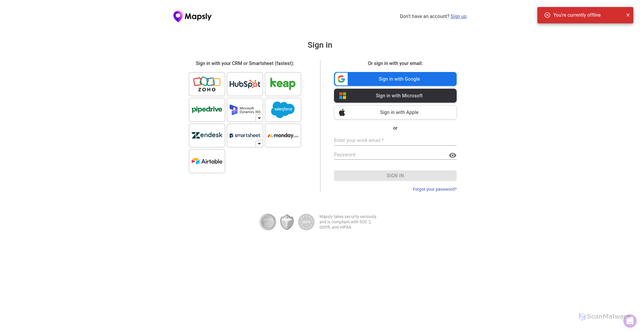 Security scan screenshot of https://app.mapsly.com