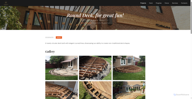 Security scan screenshot of https://ykwoodworking.pages.dev/projects/round-deck-for-great-fun