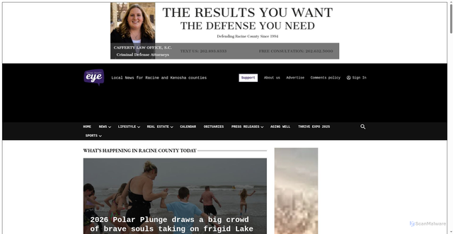 Security scan screenshot of https://racinecountyeye.com/