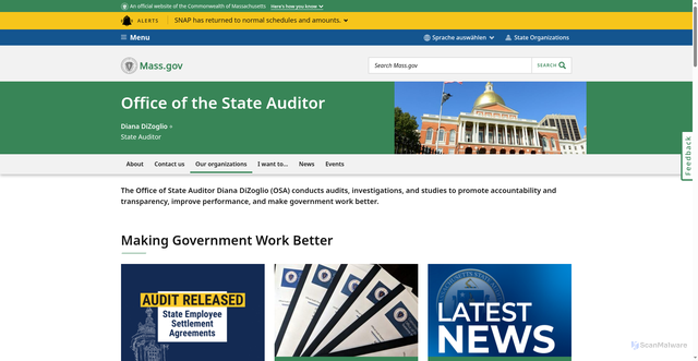 Security scan screenshot of https://www.mass.gov/orgs/office-of-the-state-auditor/
