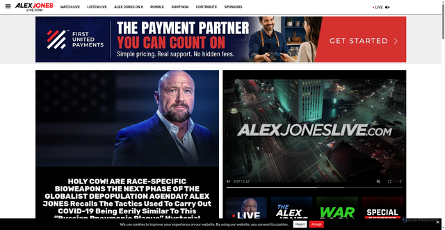 Security scan screenshot of https://www.alexjoneslive.com/
