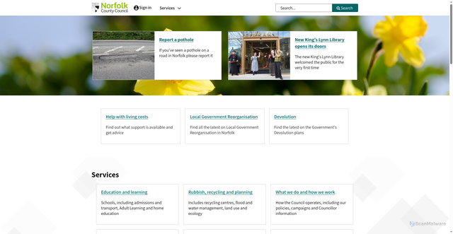 Security scan screenshot of https://cdn.norfolk.gov.uk