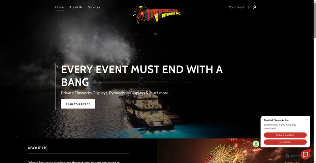 Security scan screenshot of https://tropicalfireworksinc.com/