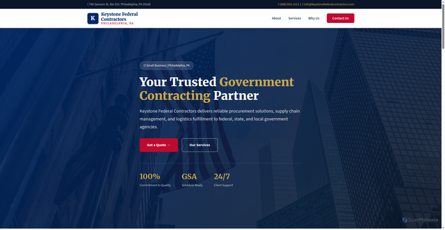 Security scan screenshot of http://keystonefederalcontractors.com/