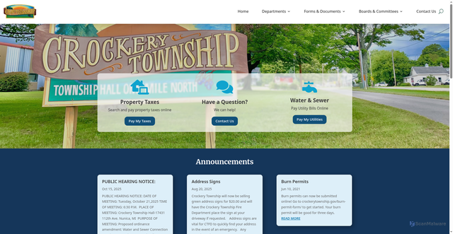 Security scan screenshot of https://crockerytownship.gov/