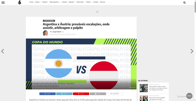 Security scan screenshot of https://esportenewsmundo.com.br/argentina-x-austria-provaveis-escalacoes-onde-assistir-arbitragem-e-palpite/