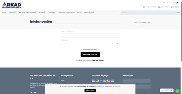 Security scan screenshot of https://uniformesarkad.com.mx/account/%23a