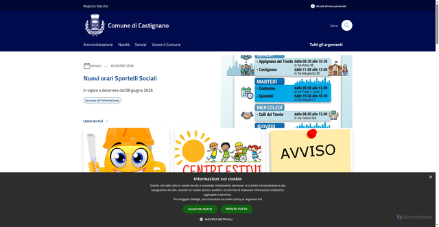 Security scan screenshot of https://www.comune.castignano.ap.it