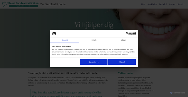Security scan screenshot of https://tandimplantatsolna.se