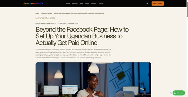 Security scan screenshot of https://thetechtoolstack.pages.dev/beyond-the-facebook-page-how-to-set-up-your-ugandan-business-to-actually-get-paid-online/