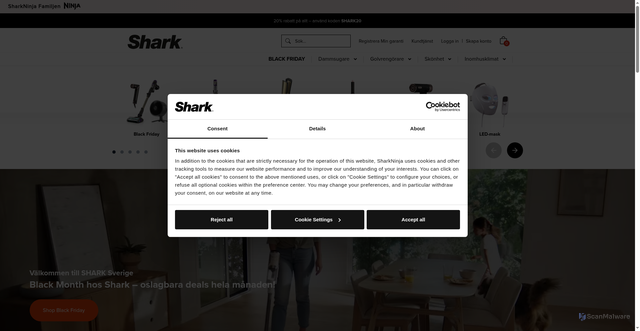 Security scan screenshot of https://sharkclean.se/