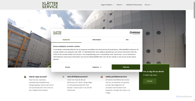 Security scan screenshot of https://klatterservice.se