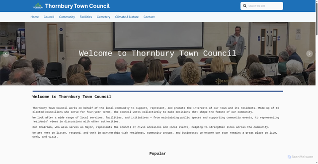 Security scan screenshot of https://thornburytowncouncil.gov.uk/
