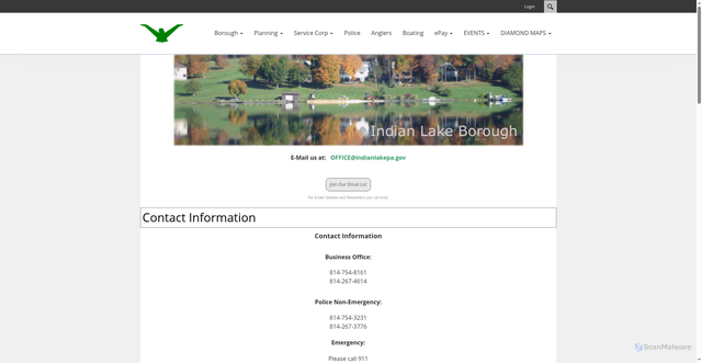Security scan screenshot of https://indianlakepa.gov/