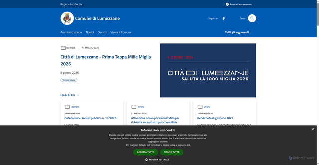 Security scan screenshot of https://www.comune.lumezzane.bs.it