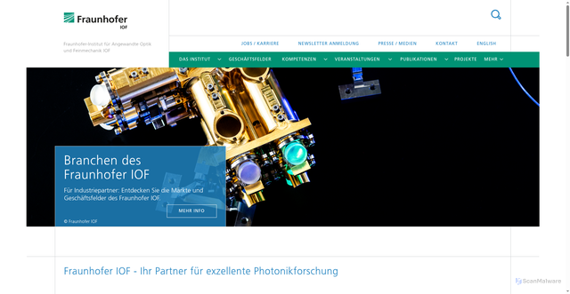 Security scan screenshot of https://www.iof.fraunhofer.de/