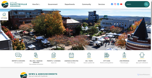 Security scan screenshot of https://www.fayetteville-ar.gov/