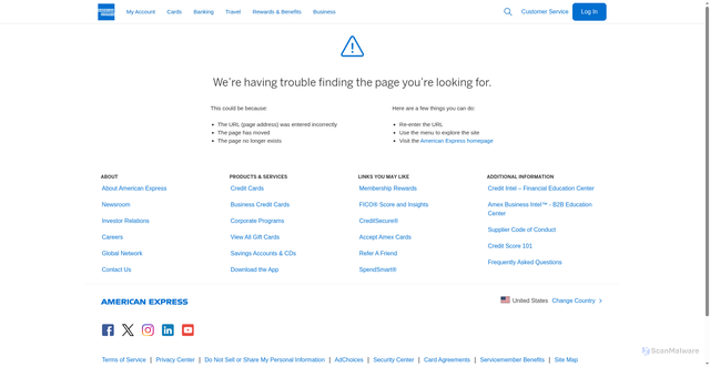 Security scan screenshot of https://go.amex
