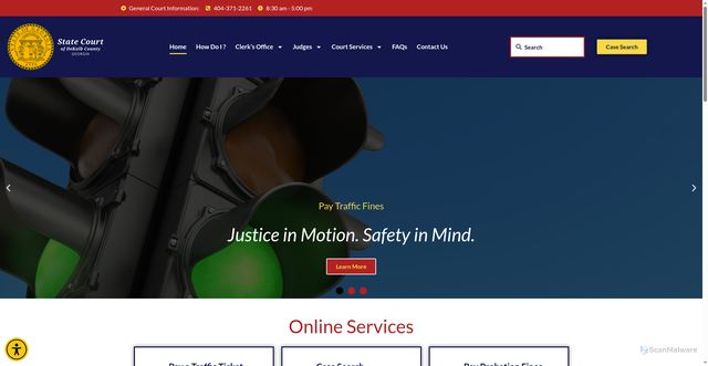 Security scan screenshot of https://dekalbgastatecourt.gov/