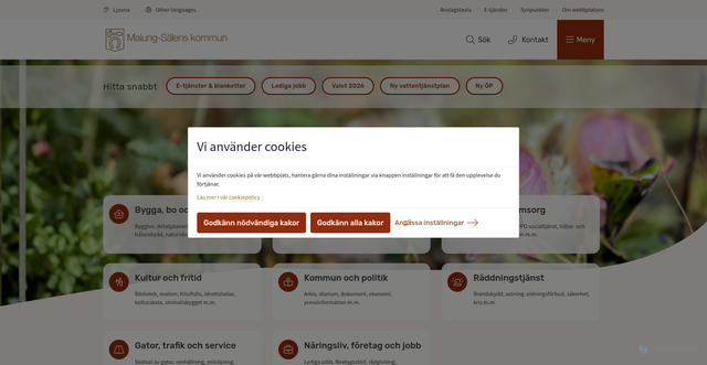 Security scan screenshot of http://www.malung-salen.se