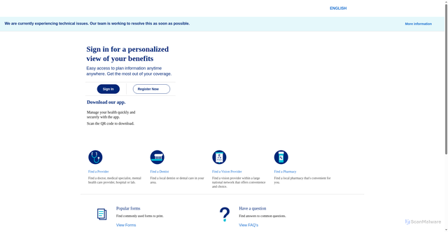 Security scan screenshot of https://member.uhc.com/myuhc