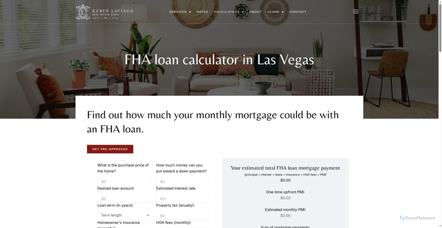 Security scan screenshot of https://onlinelasvegashomes.com/fha-loan-calculator/