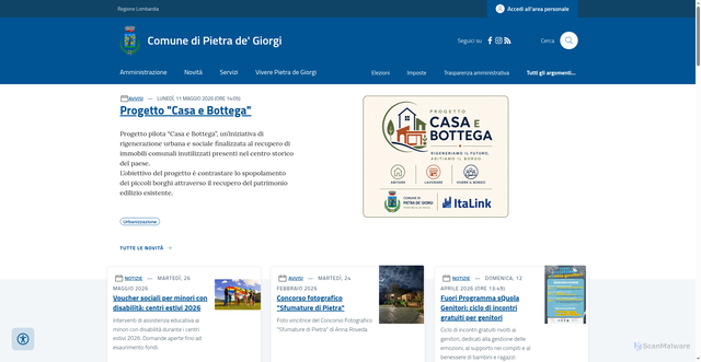 Security scan screenshot of https://www.comune.pietradegiorgi.pv.it