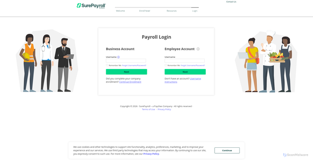 Security scan screenshot of https://secure.surepayroll.com