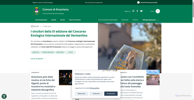 Security scan screenshot of https://www.comunearzachena.it